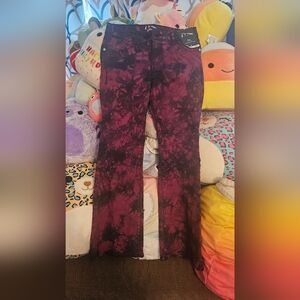 Art Class Girl's Flare Jeans in Pink and Black Tie-Dye